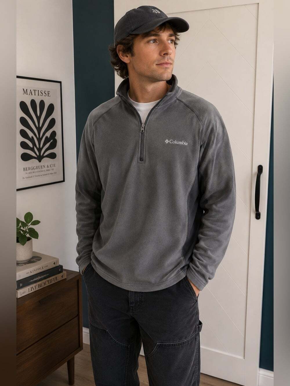 Columbia Charcoal Quarter-Zip Fleece Jacket XL Ski/snowboard/hiking/outdoor